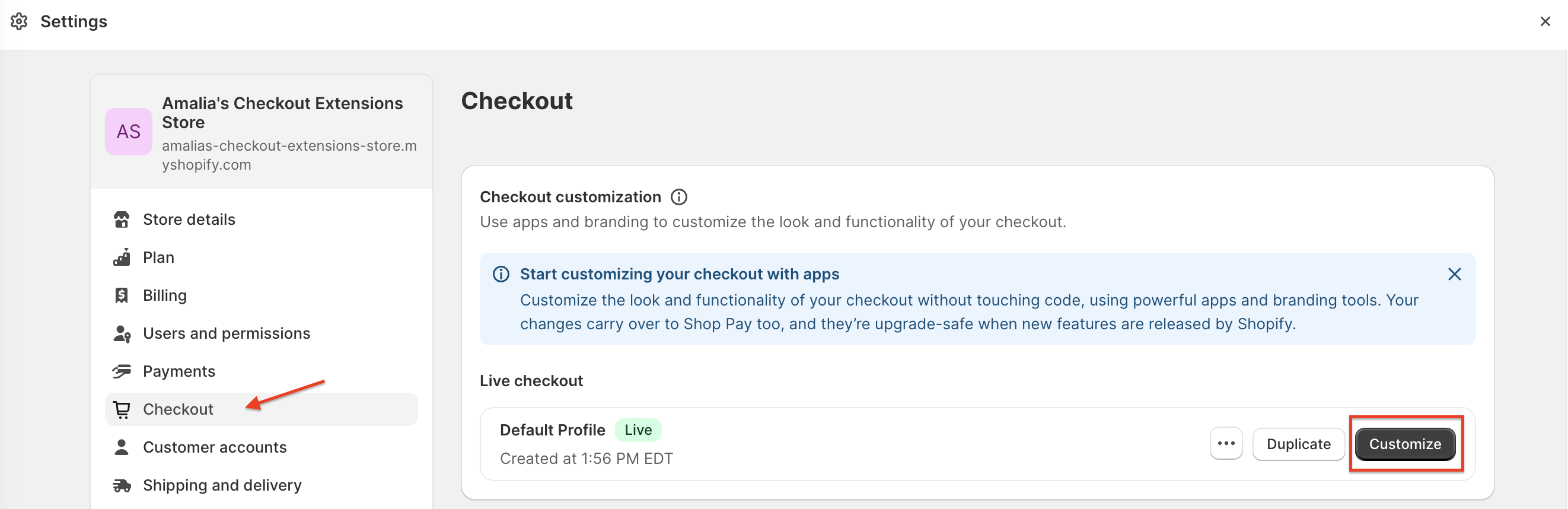 Shopify Checkout Settings