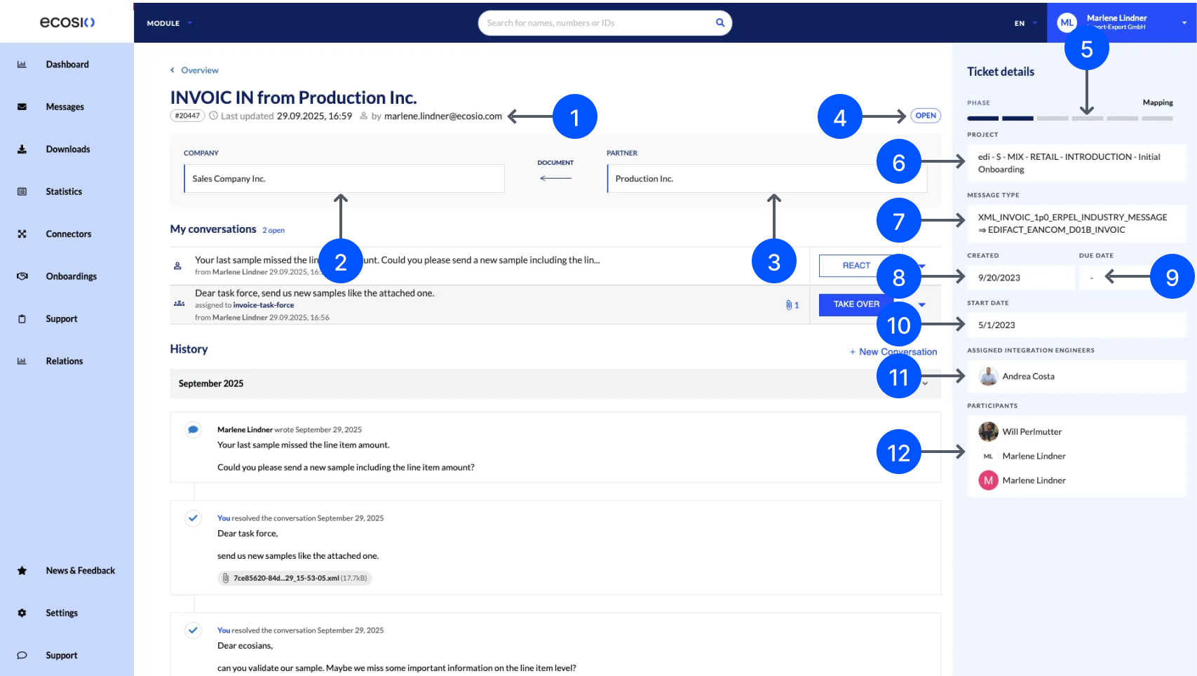 A ticket's details page.