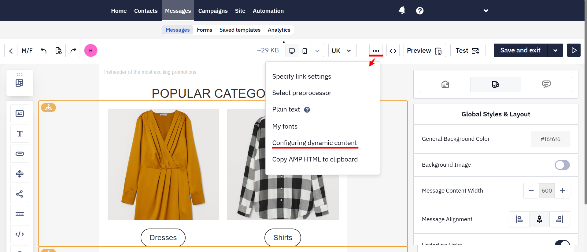 Configuring Dynamic content