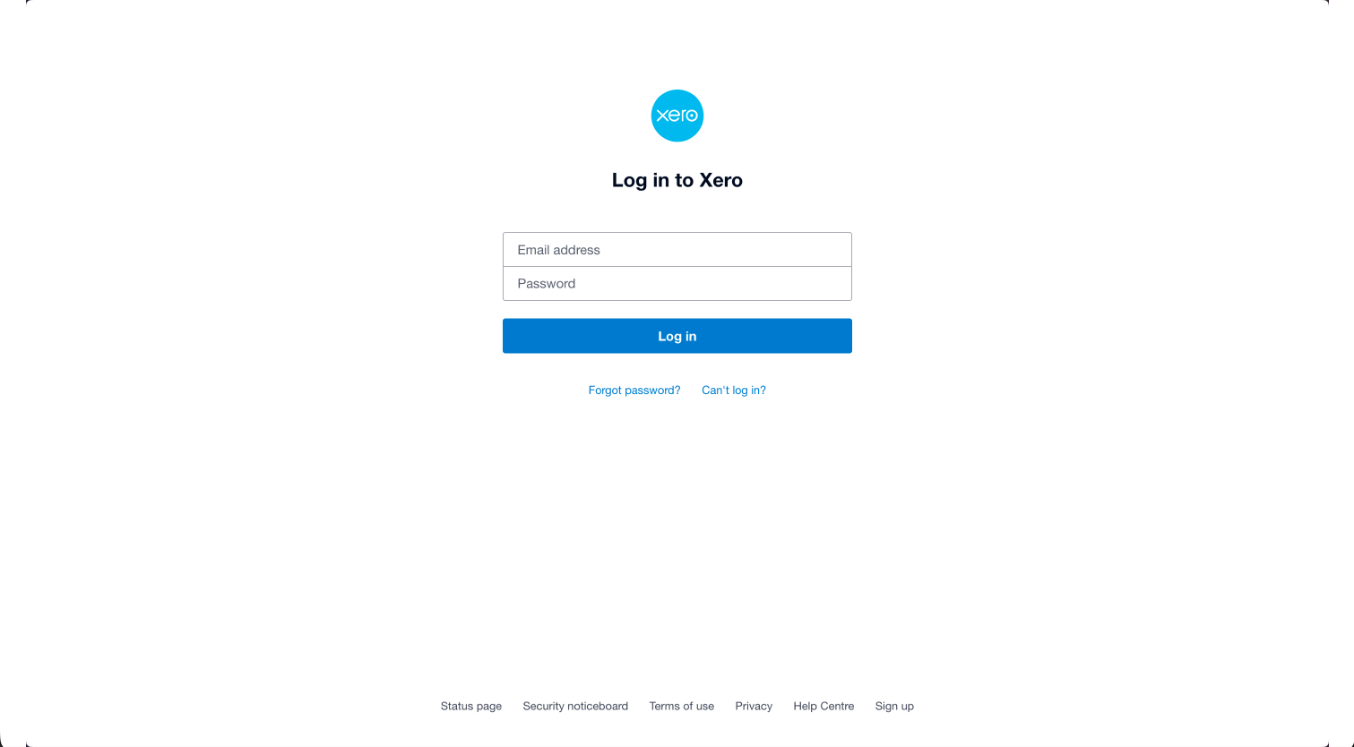 Log in with your Xero details