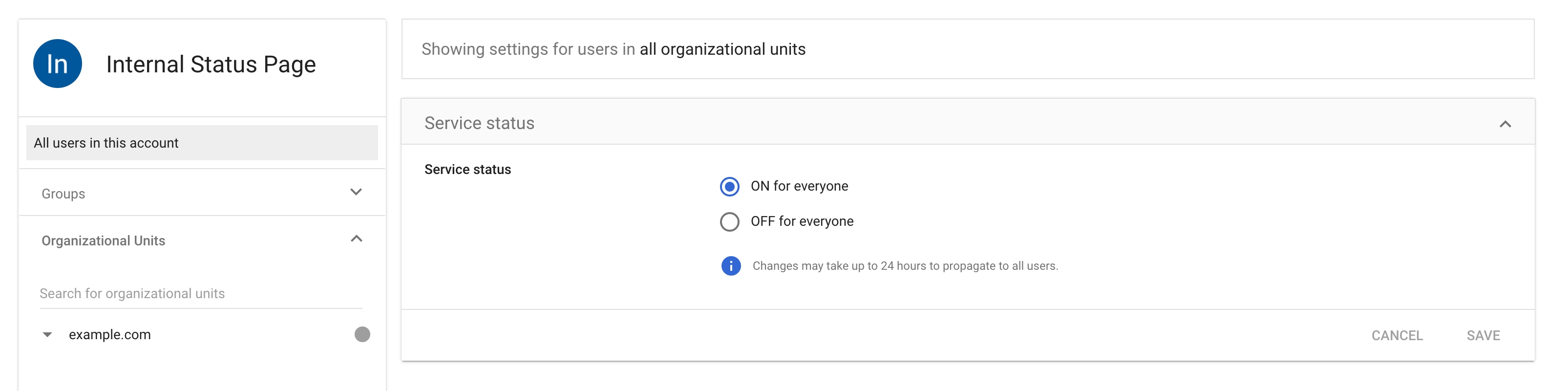 Configuring org units example 1