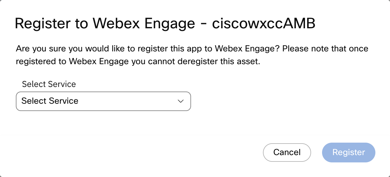 Register to Webex Engage