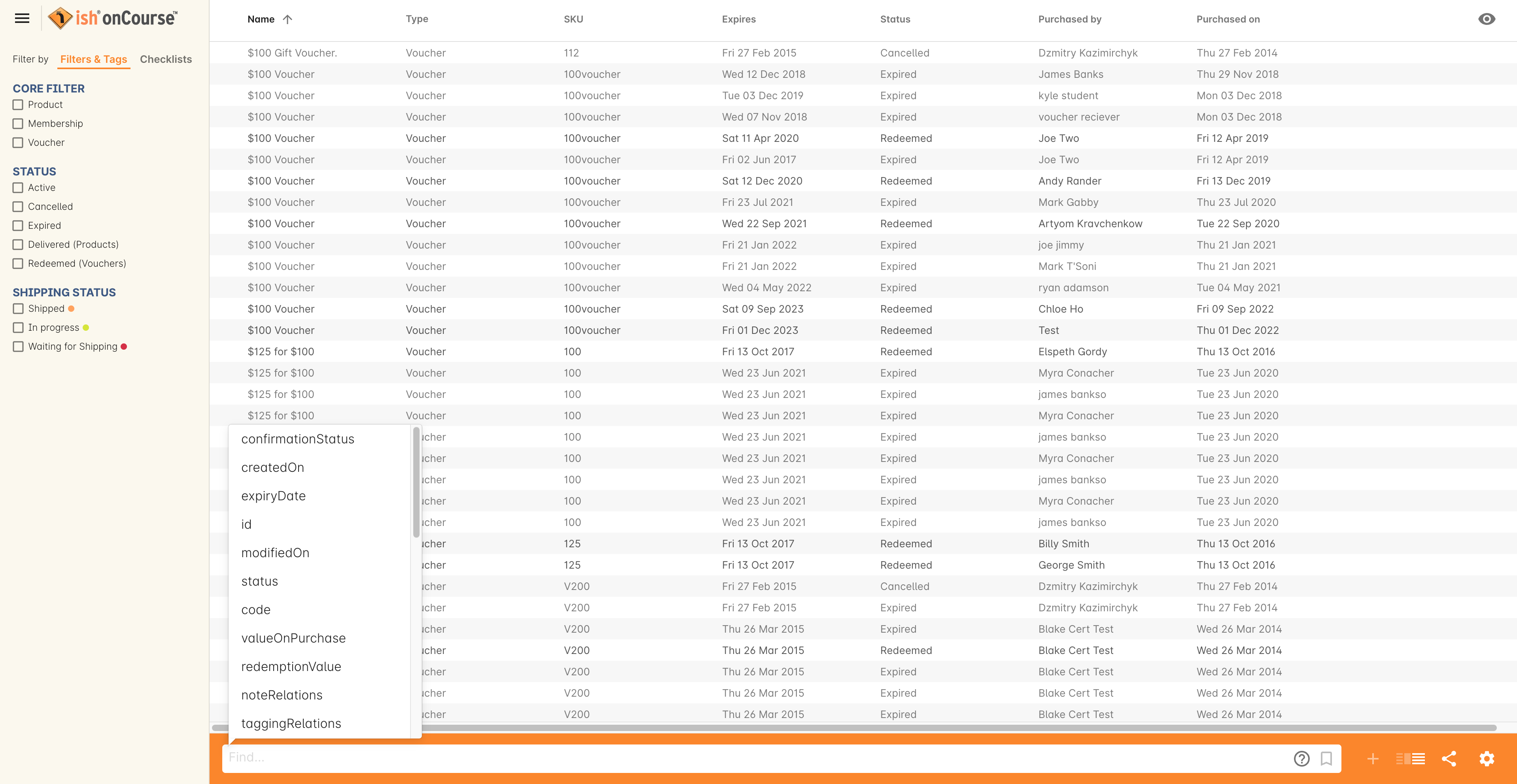 Figure 47. The advanced search query options appearing in the drop down box.