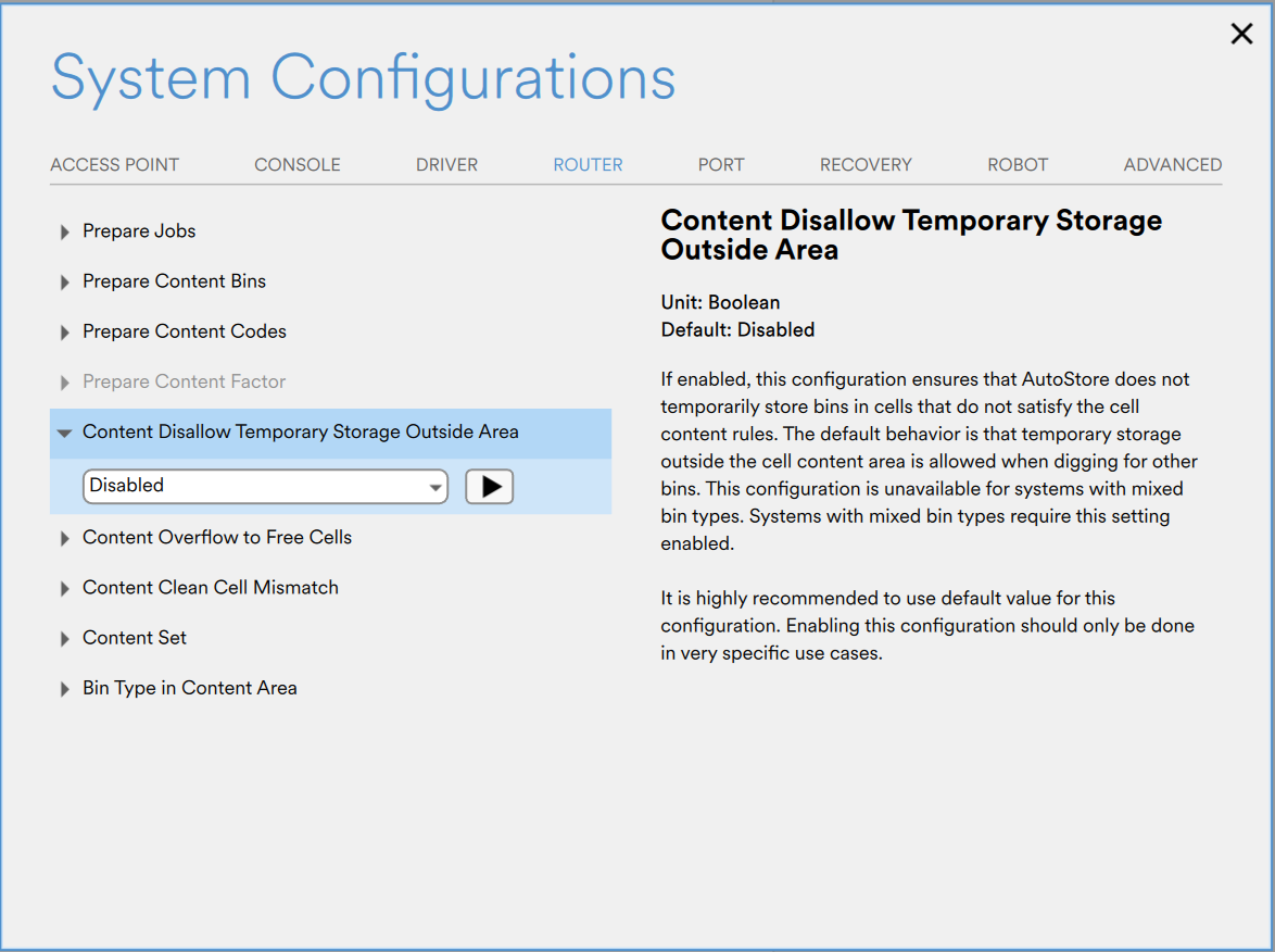 Disable "Content Disallow Temporary Storage Outside Area".