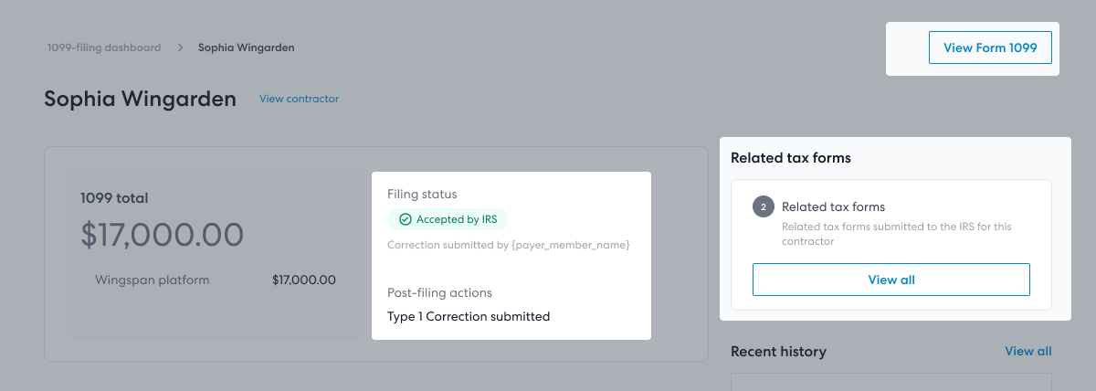 Image showing example of correction accepted by the IRS