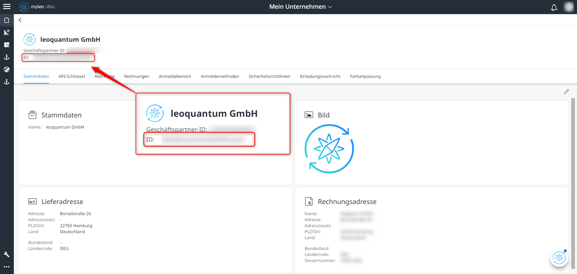 Hier findest du die Company ID