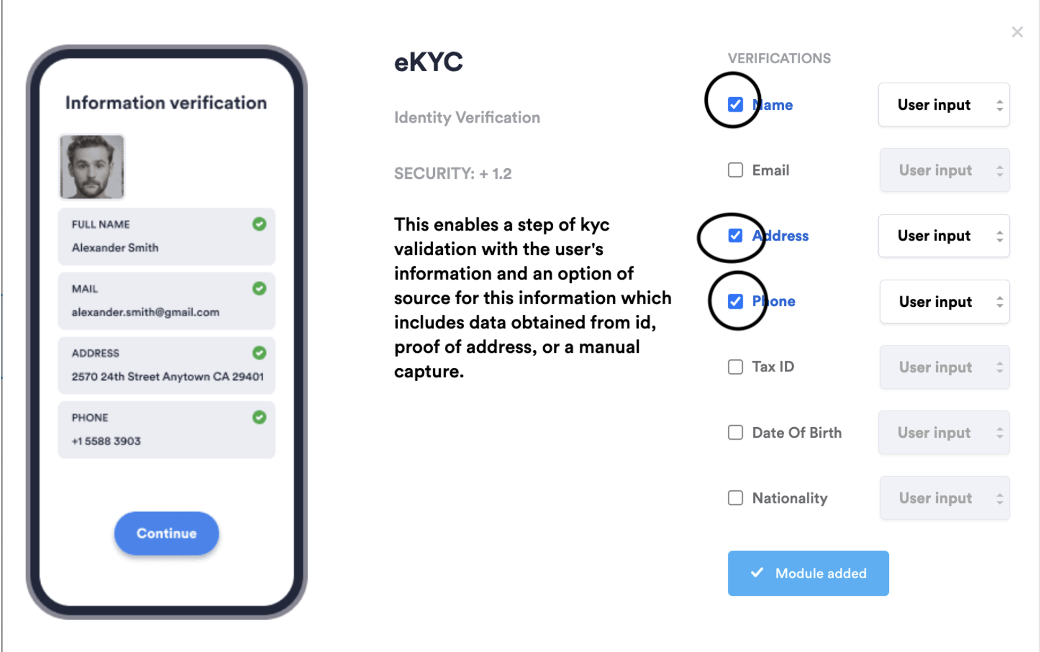 eKYB module configuration