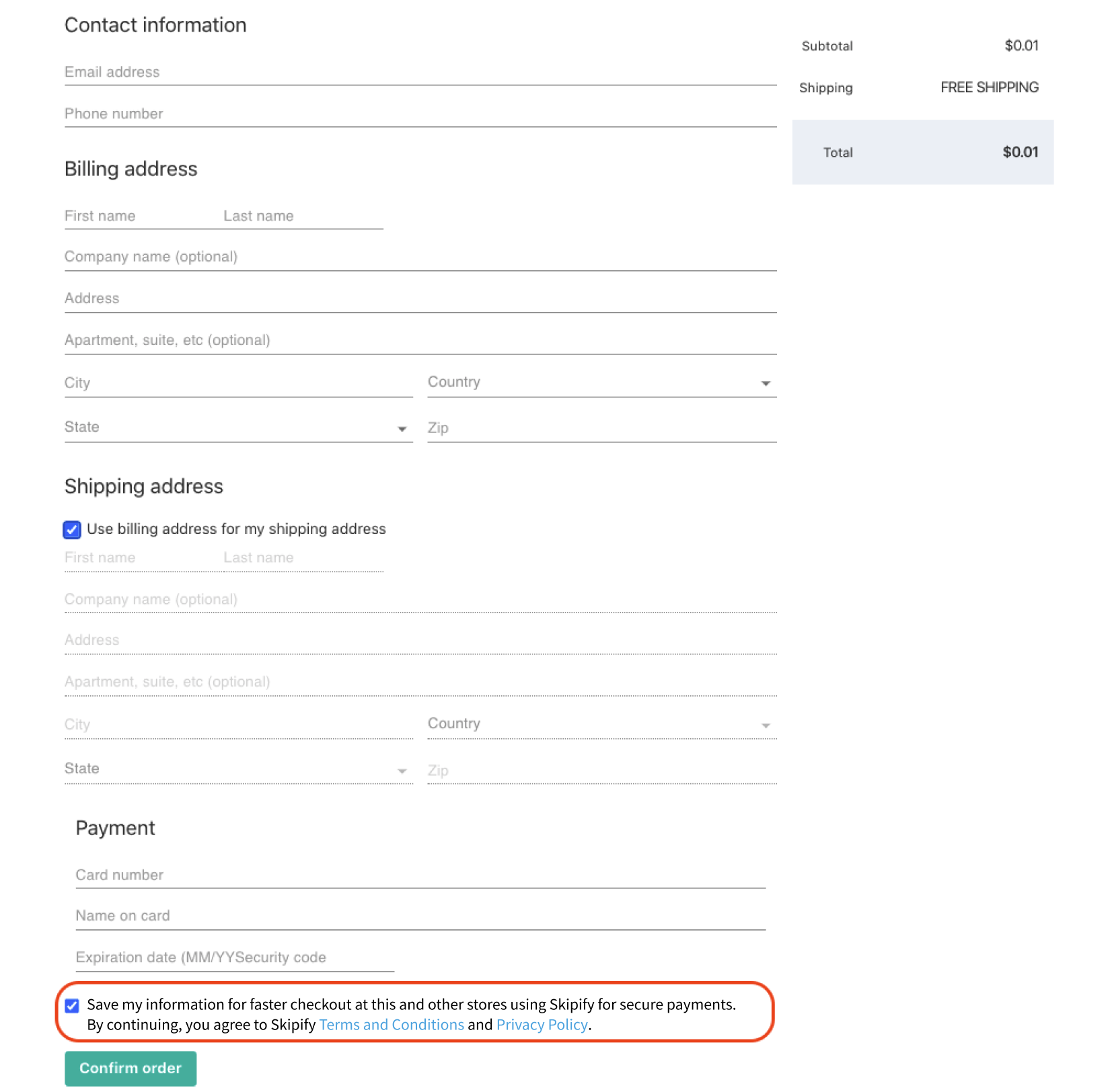 Image showing the consumer enrollment checkbox on a website form