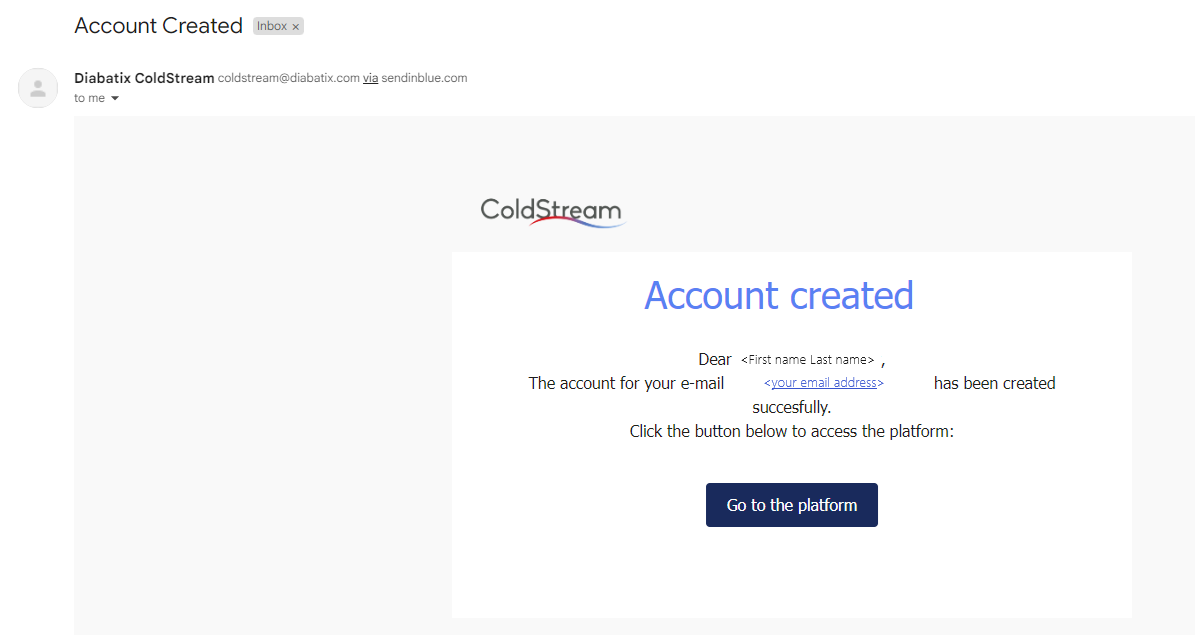 Account created email example