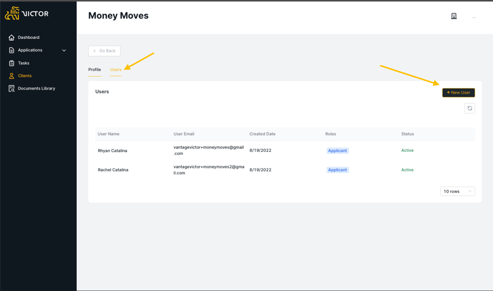 Figure 3. Client Overview Users section