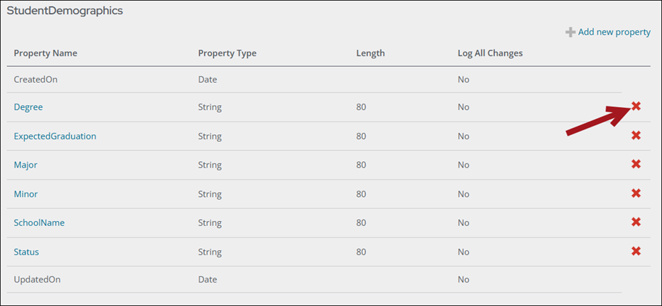 Deleting a property
