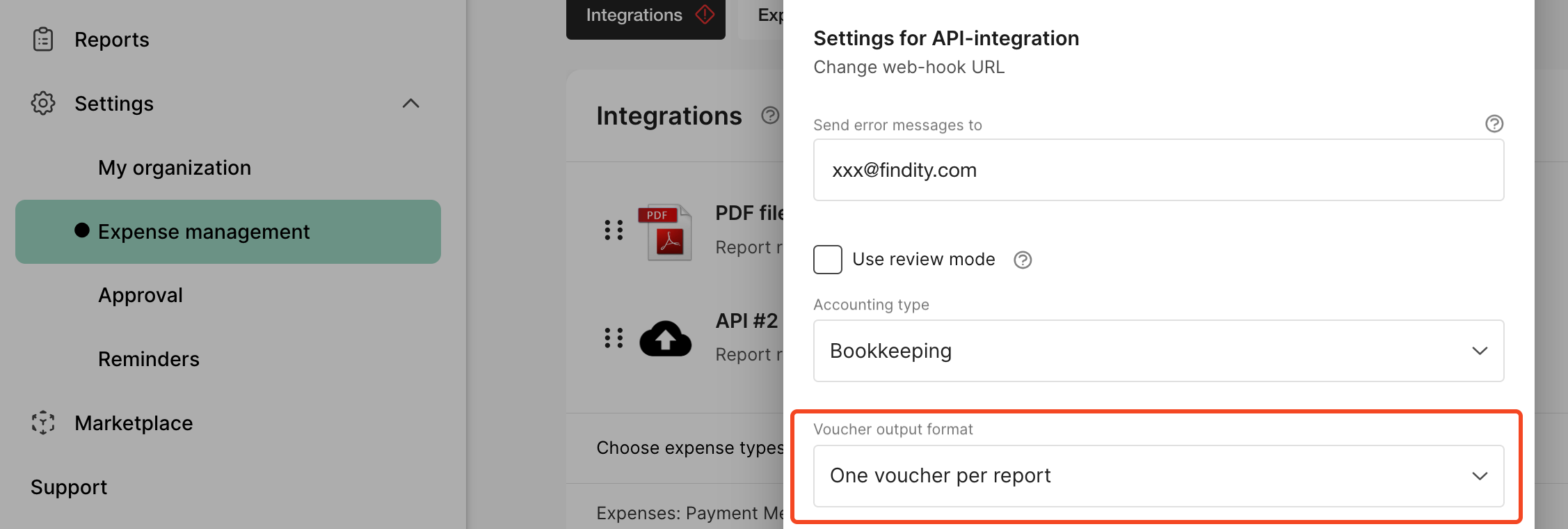 Configure voucher structure on recipient