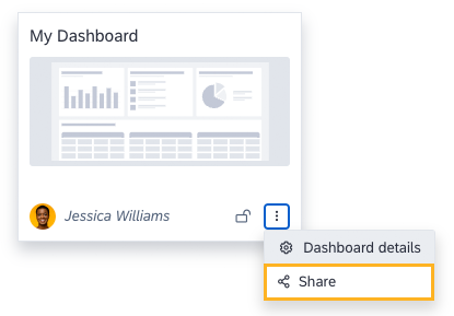 Sharing a Dashboard from the Dashboard Preview