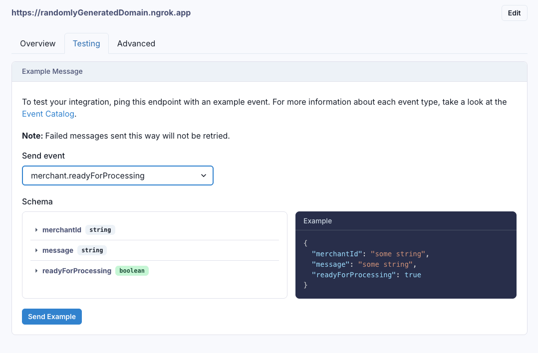 Test your webhook in SVIX