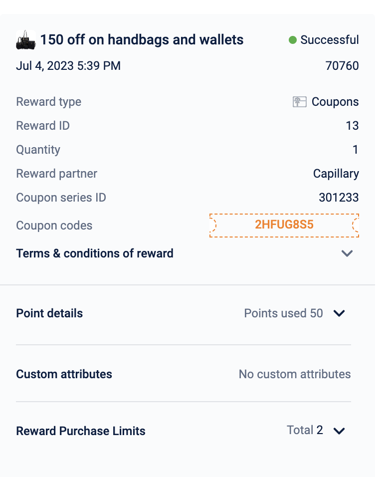 Reward and Transaction Details