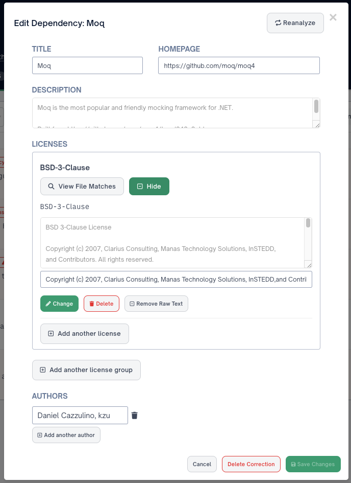 FOSSA supports AND and OR clause license additions, which you can specify from the section above.