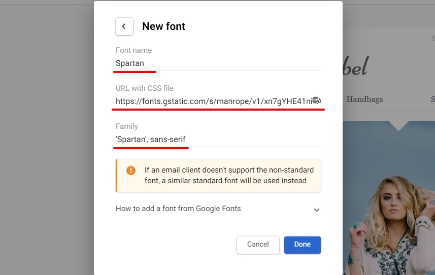 Filling in the parameters