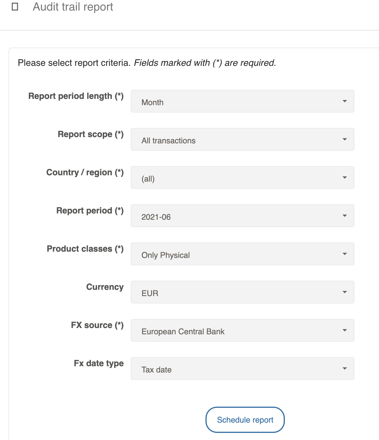 Audit Report Filters