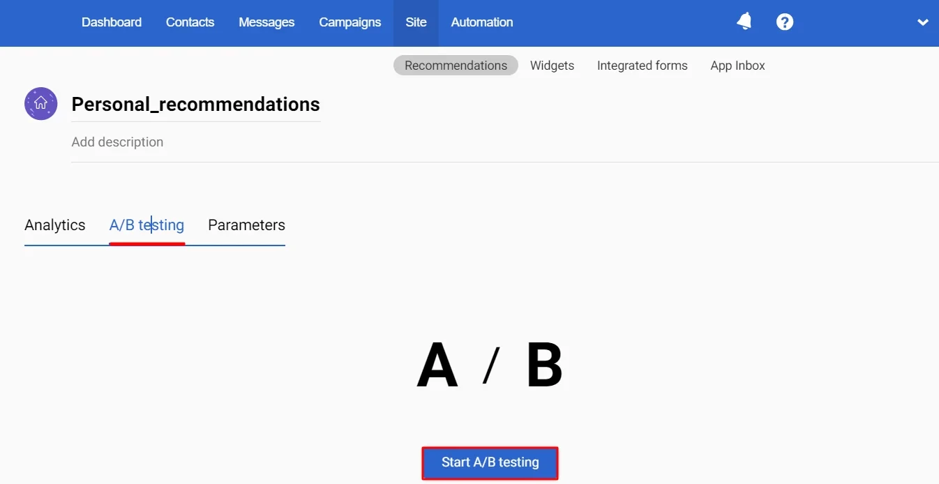 Start A/B testing