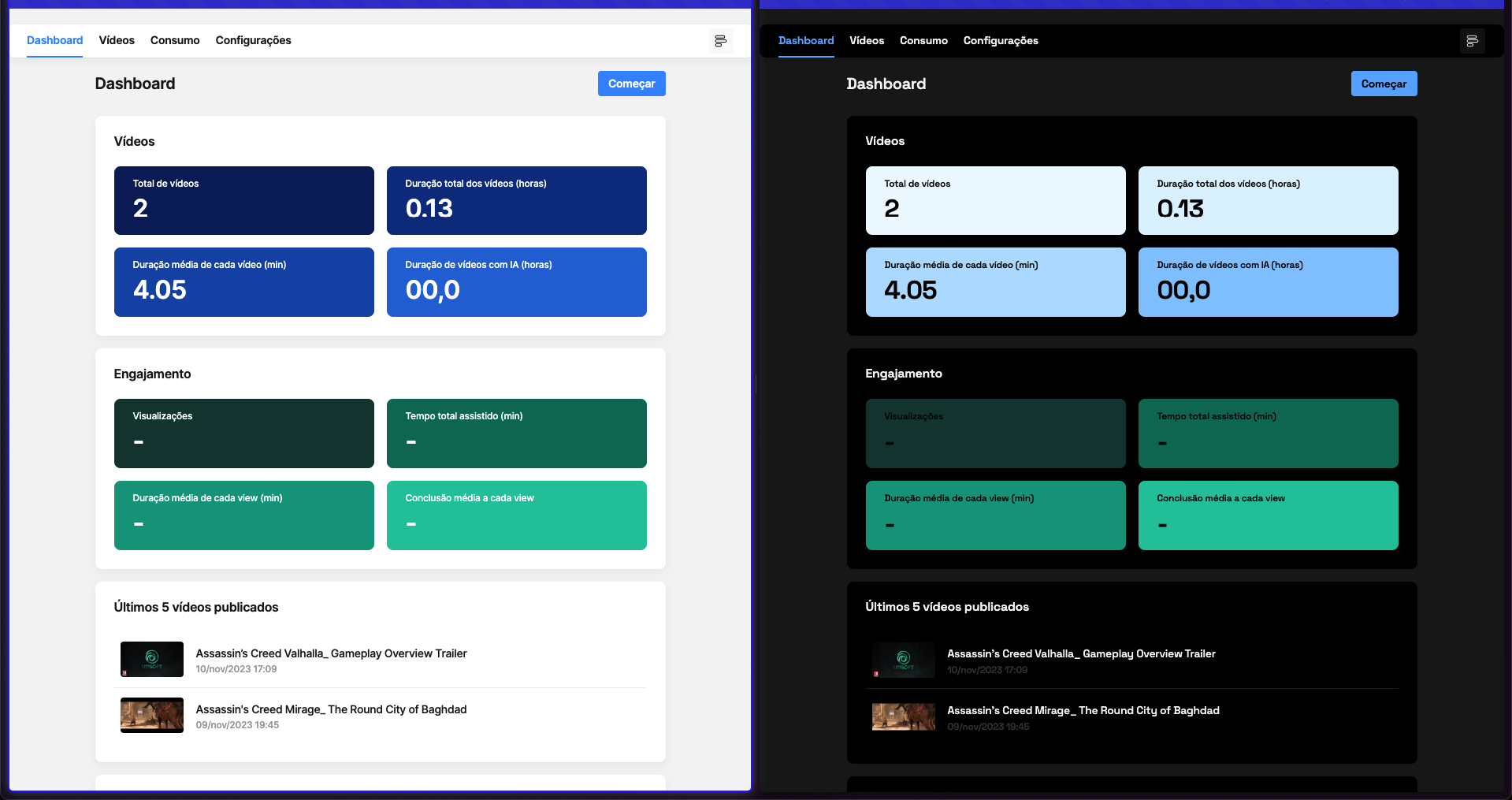 Left: Default color variables || Right: Custom css via **Query Parameter**.