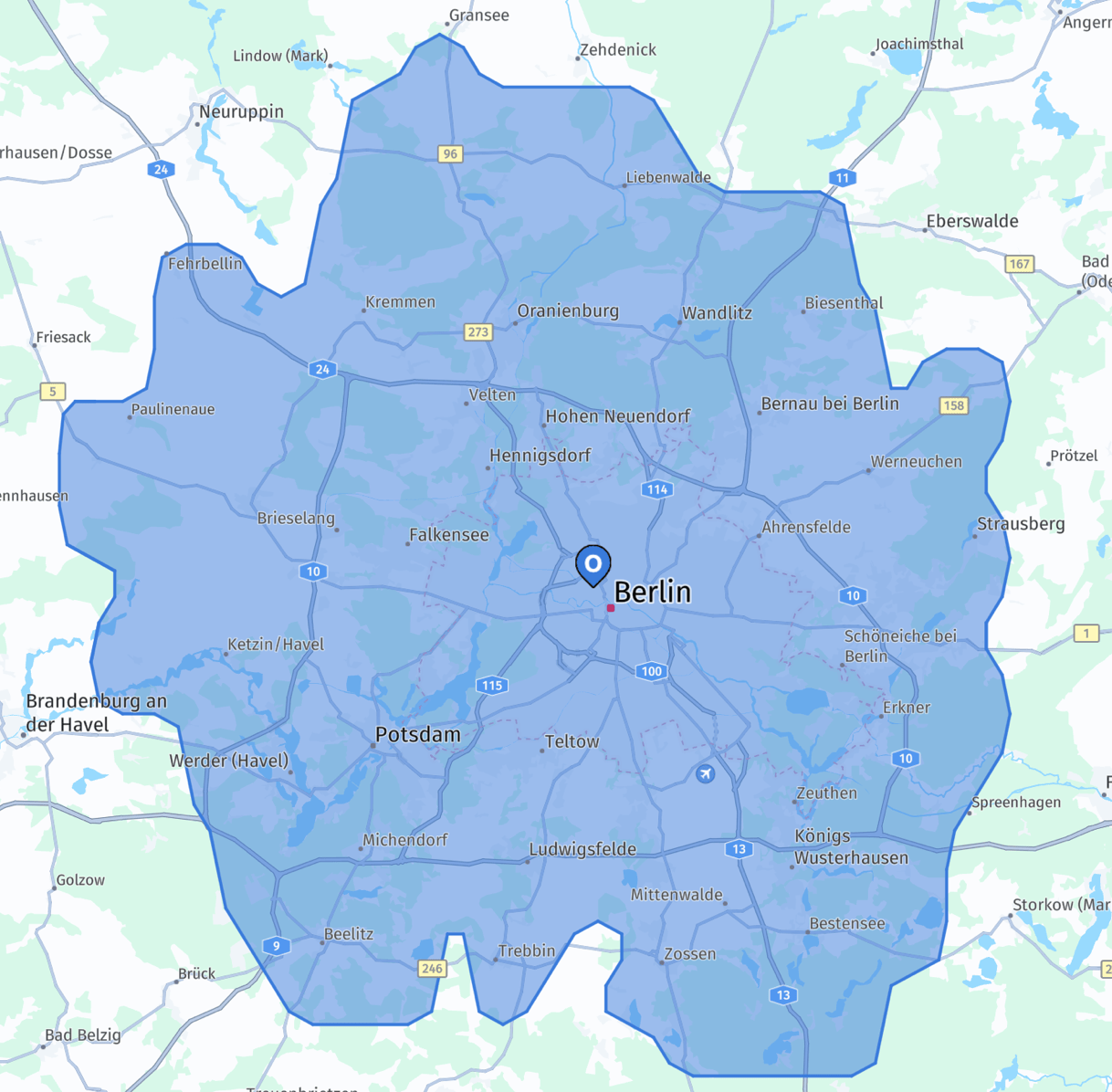 Example of consumption based isoline