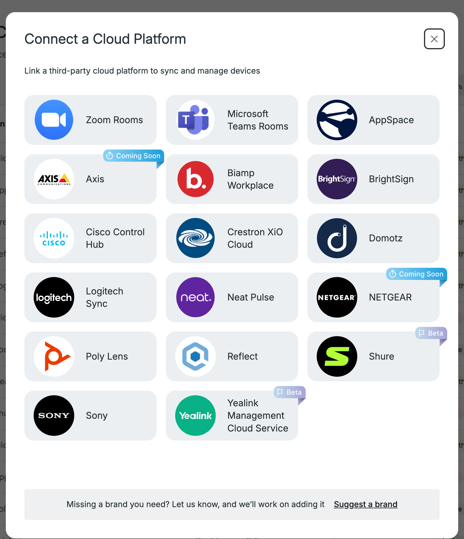 The Connect a Cloud Platform connector catalogue.