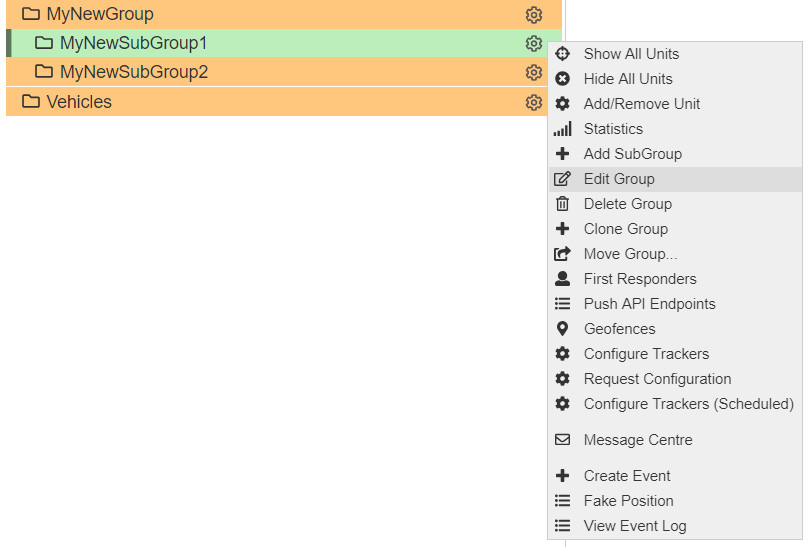 Edit groups/subgroups with the Edit Group menu