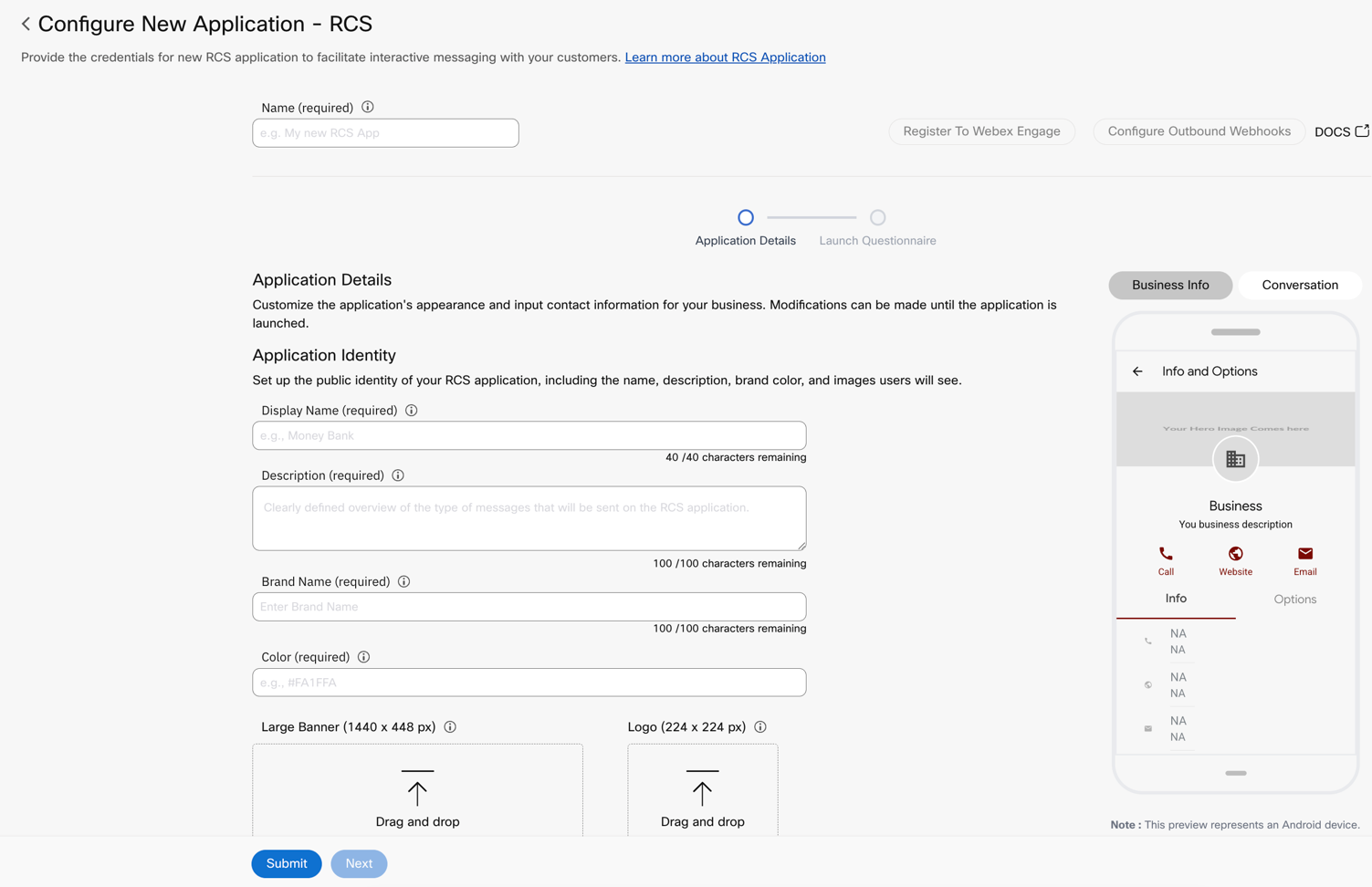 Screenshot of Application Details