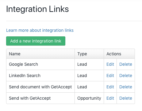 GetAccept integration links