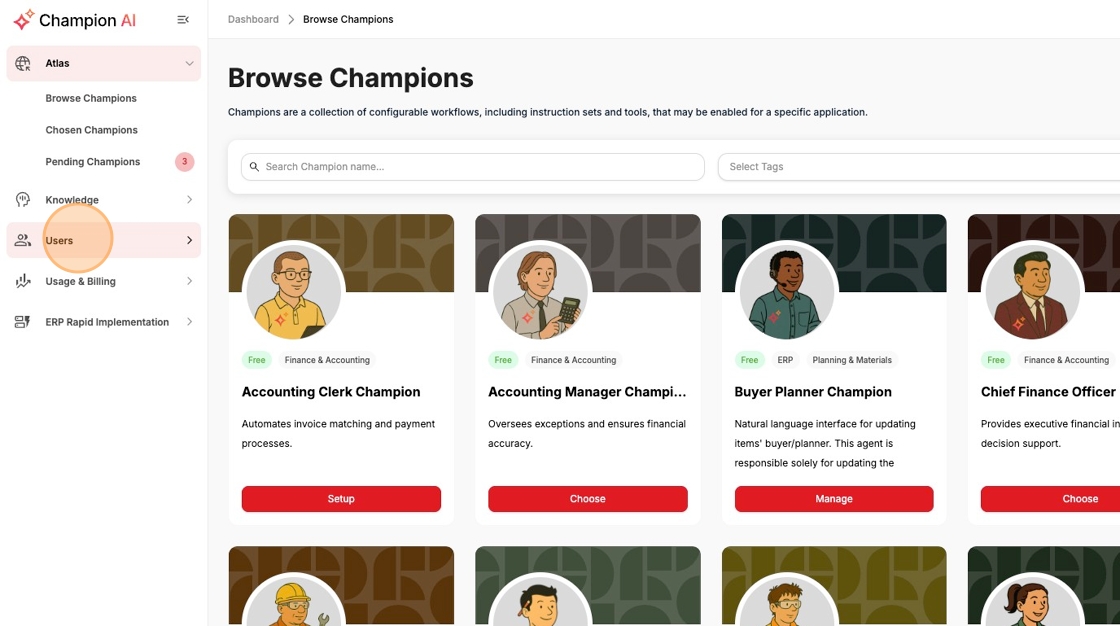 Click Users in Navigation
