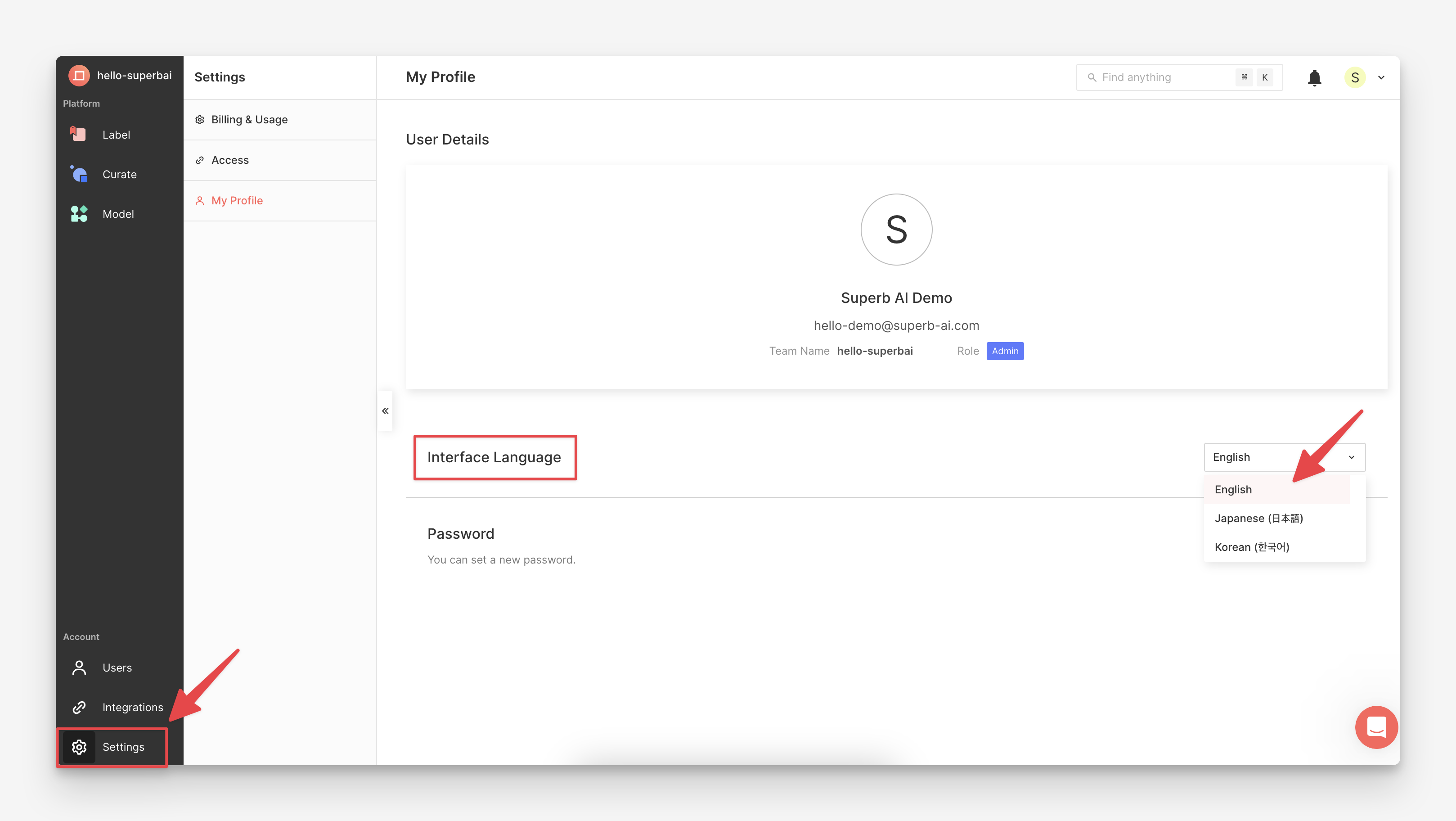 Language Setting
