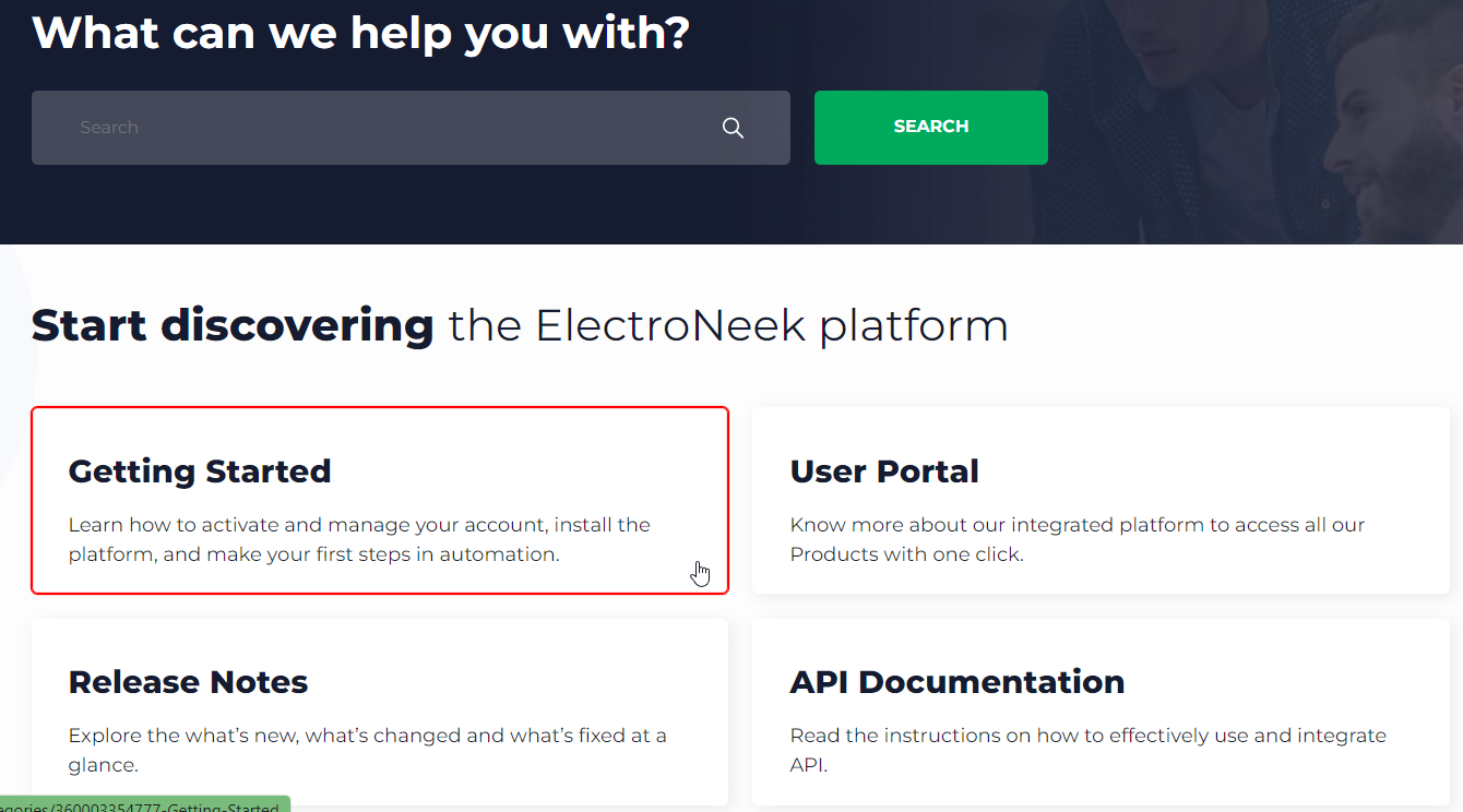 An iframe highlighted in red on ElectroNeek's Help Center home page