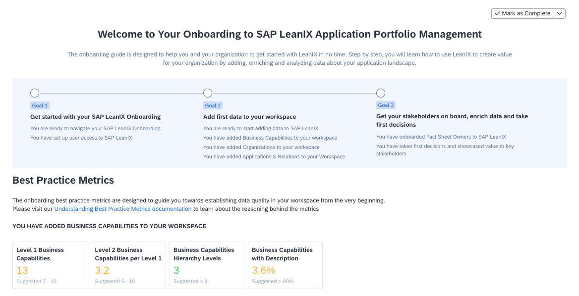 Onboarding Guide for Application Portfolio Management