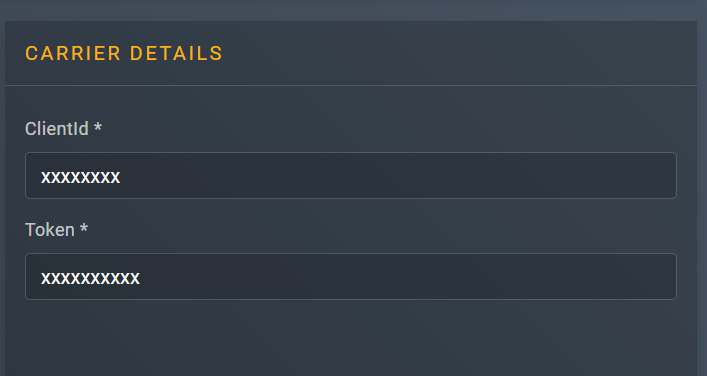 Entering carrier details