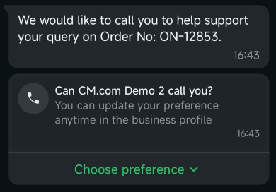 Example of interactive call permission request