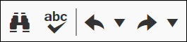 Viewing the Find and replace, Spell check, Undo, and Redo icons