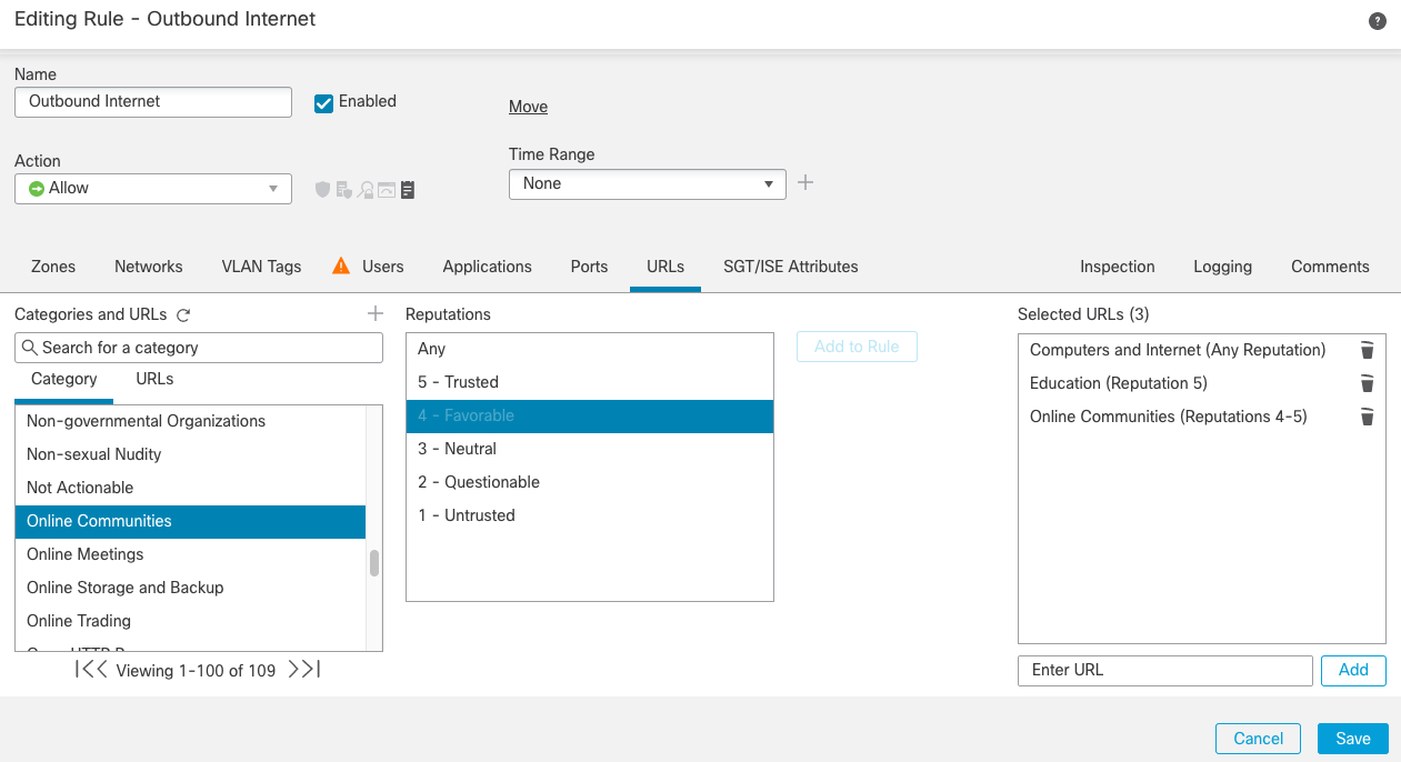 **Figure 19:** (Optional) URL Category Control