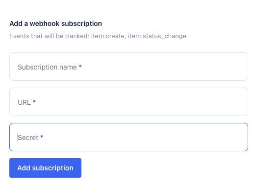 Create a new webhook subscription