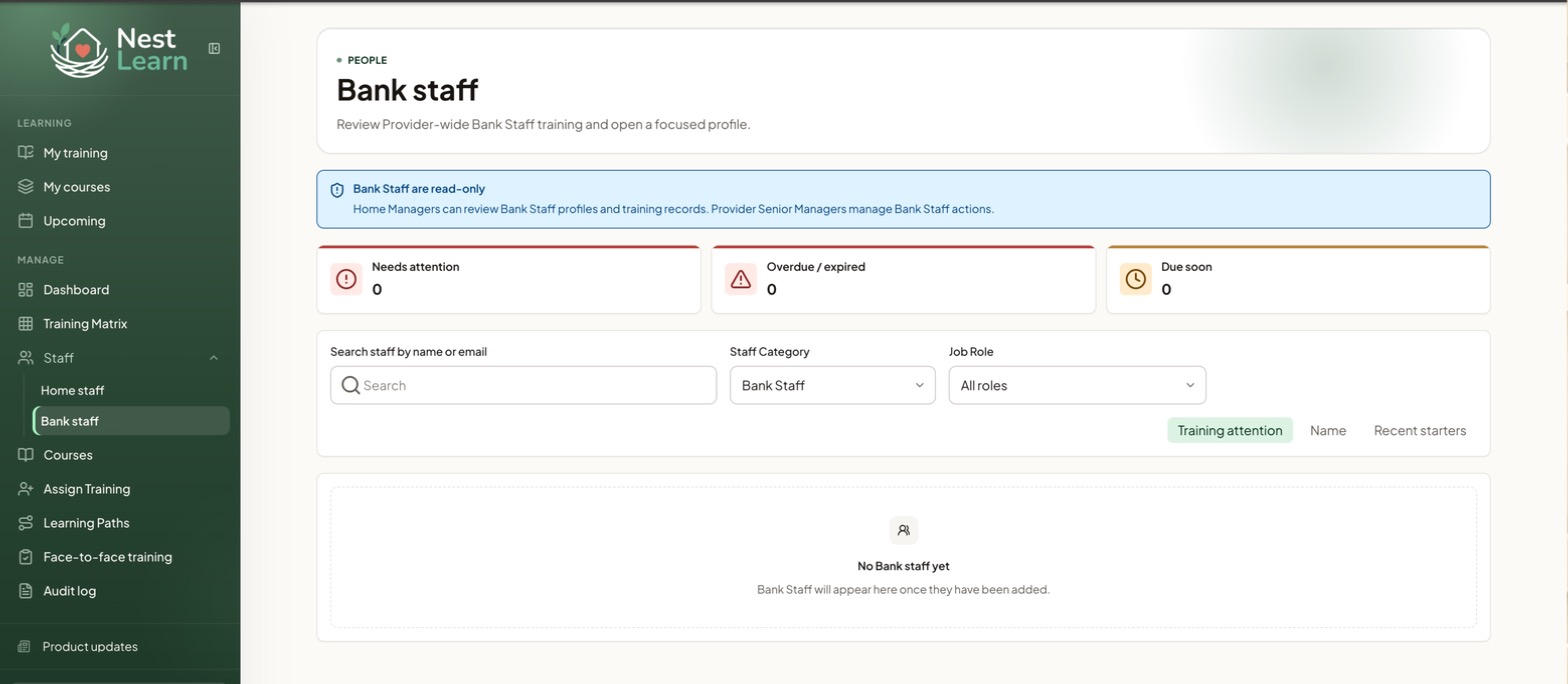 The Bank staff page, with the read-only banner