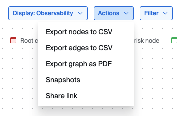 Actions menu open with Snapshots menu item