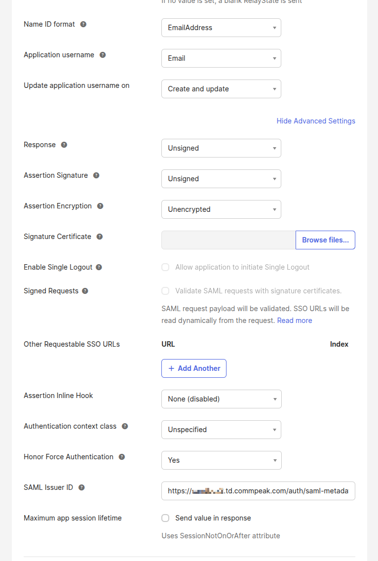 Screenshot of Advanced Settings