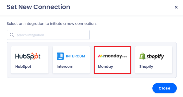 Screenshot of the monday.com selection
