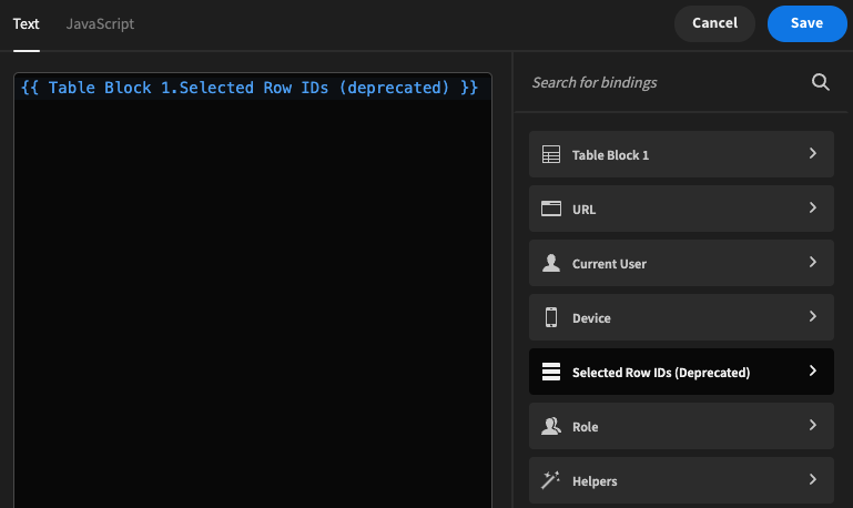 Please update your selected rows binding to the new one