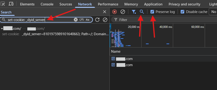 server-side cookies in the Chrome developer tools
