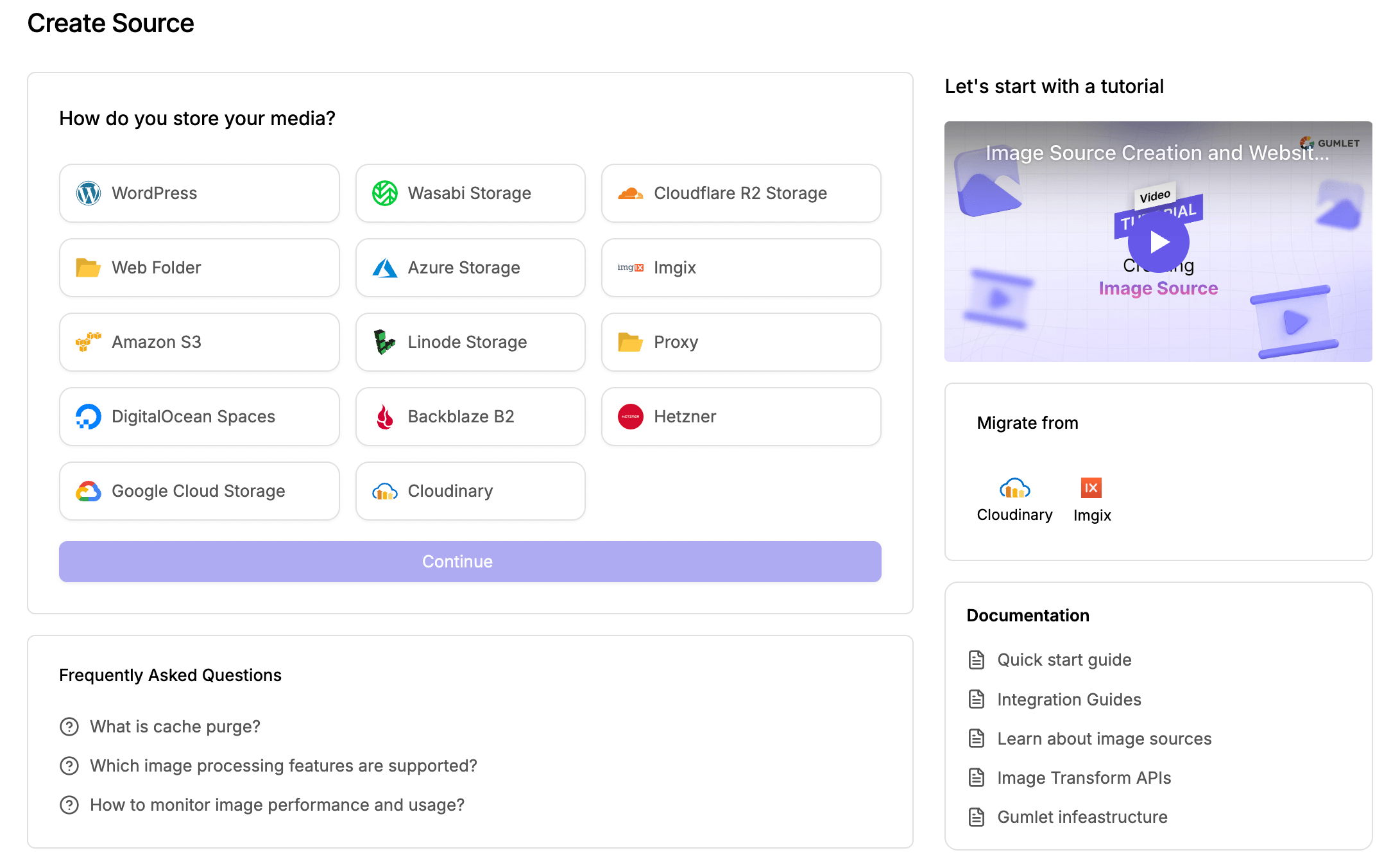 Select your original image strorage to continue