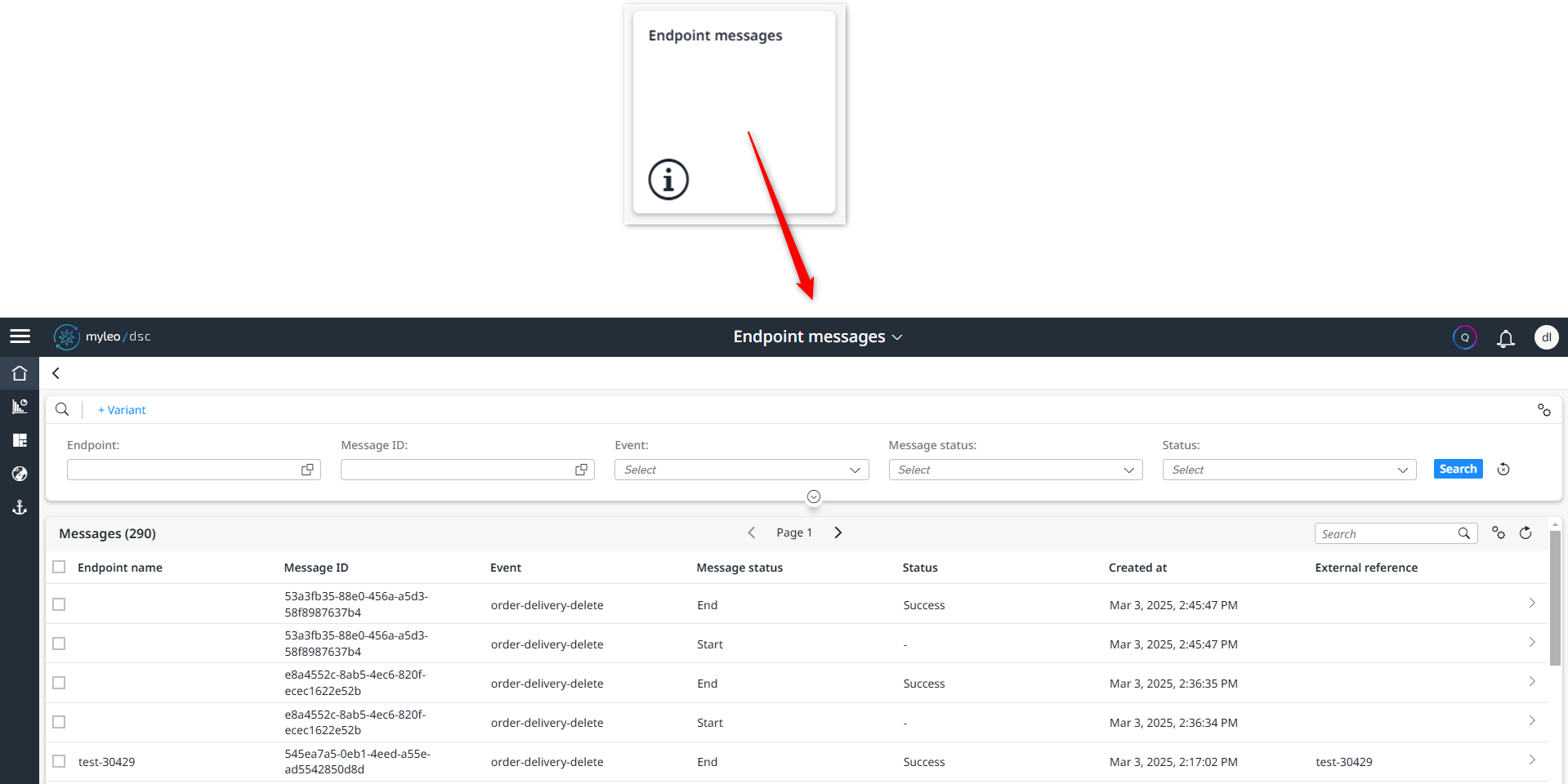 Open the new ‘Endpoint messages’ app