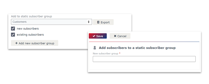 Form statistic subscriber group Form static subscriber group