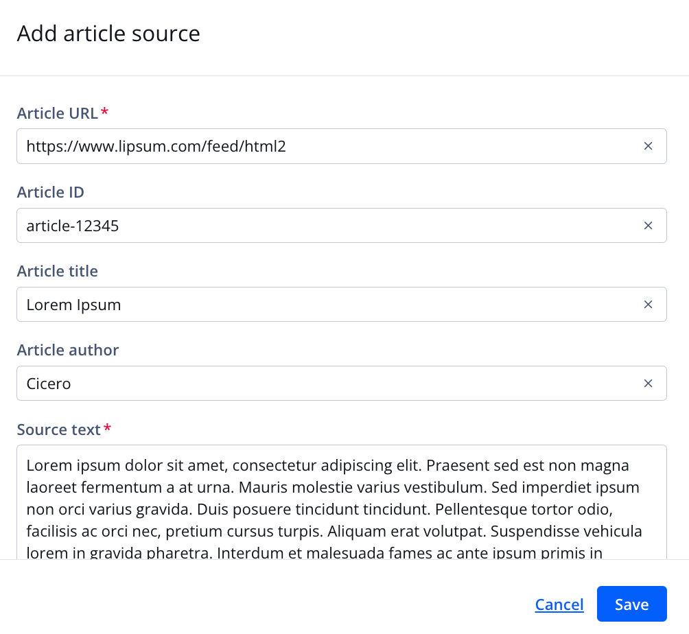 Add article source panel