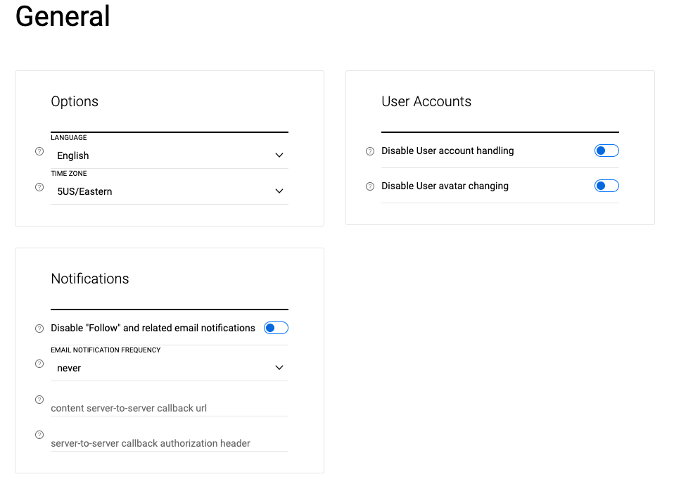 general settings