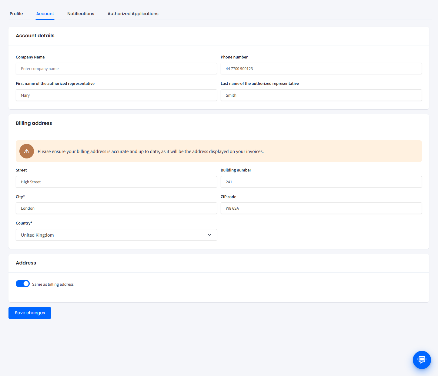 Screenshot of the Adding Address step